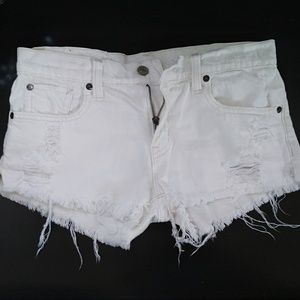 Ralph Lauren Distressed White Denim Short Shorts